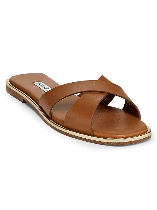 Divine Crisscross Leather Slide Sandals