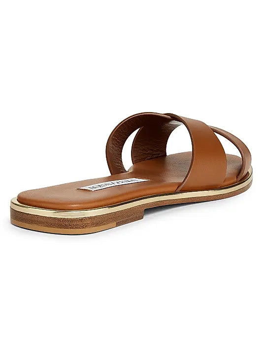 Divine Crisscross Leather Slide Sandals