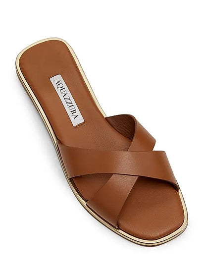 Divine Crisscross Leather Slide Sandals