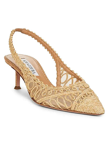 Kahlo 50MM Embroidered Slingback Pumps