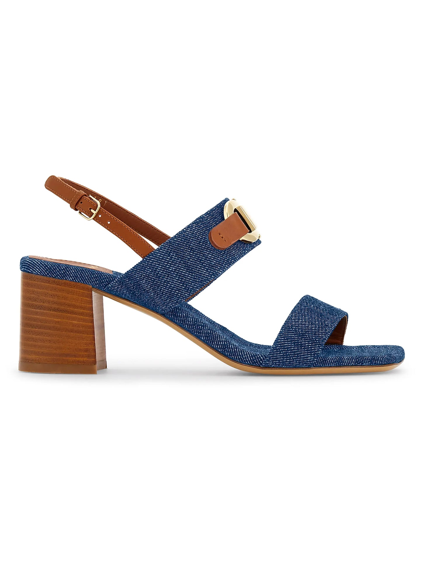 Lou Gancini 55MM Logo Denim Block-Heel Sandals