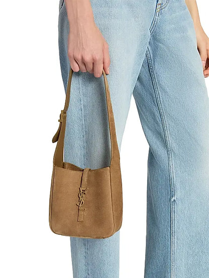 Le 5 À 7 Supple Baby Shoulder Bag in Suede