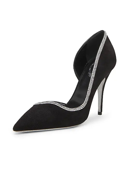 Sky High 100MM Crystal-Embellished Suede Pumps