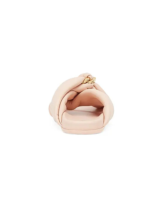 Fendi Feel Knot Leather Slide Sandals