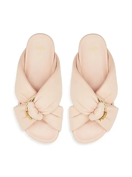 Fendi Feel Knot Leather Slide Sandals