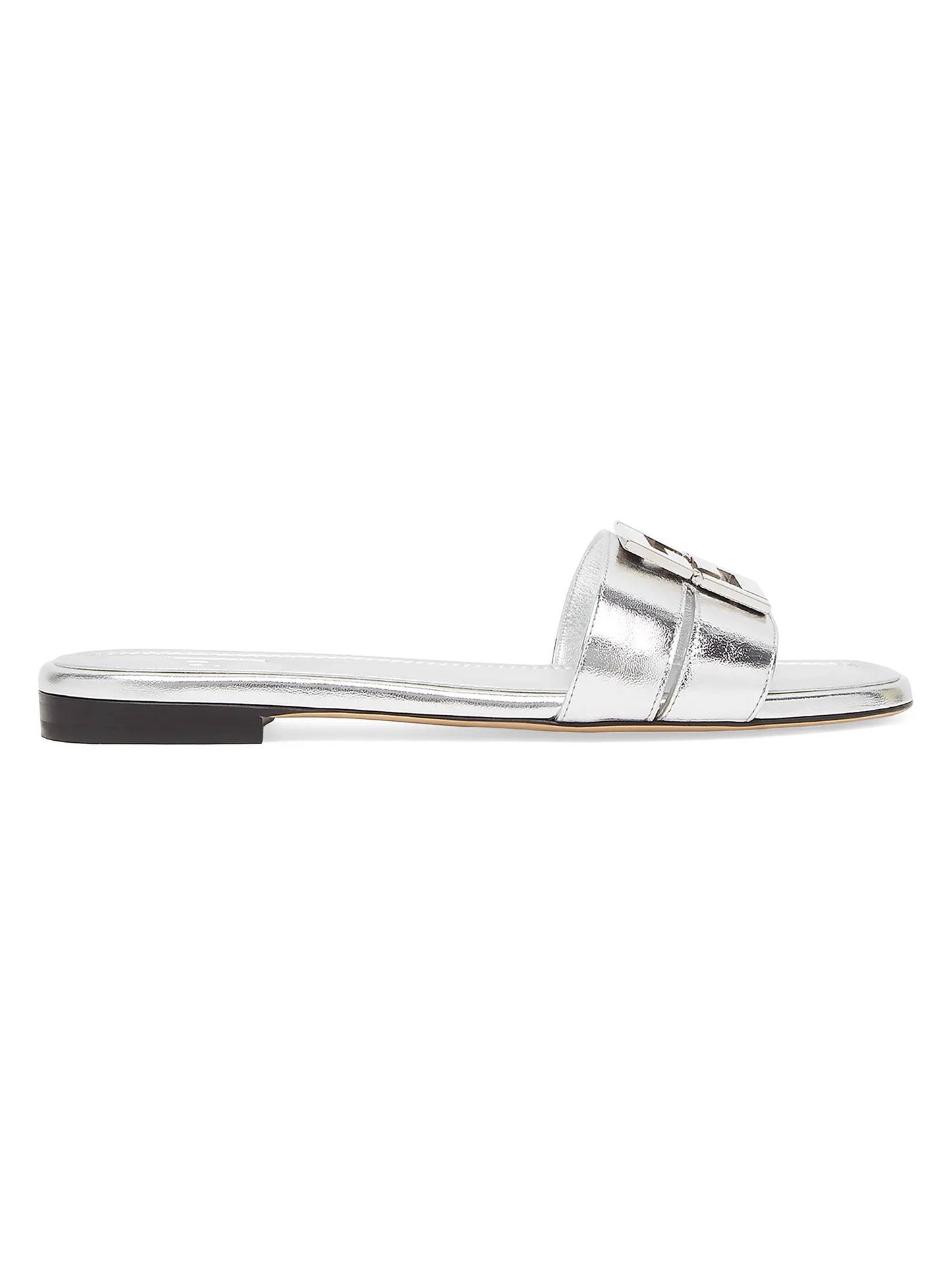 Fold Metallic Leather Slide Sandals