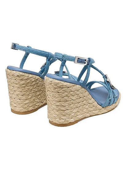 Georgie 90MM Denim Espadrille Wedge Sandals
