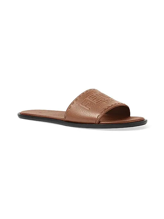 Logo-Embossed Leather Slide Sandals