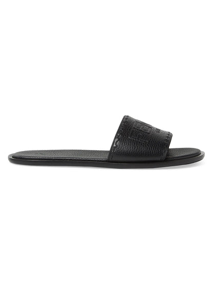 Logo-Embossed Leather Slide Sandals