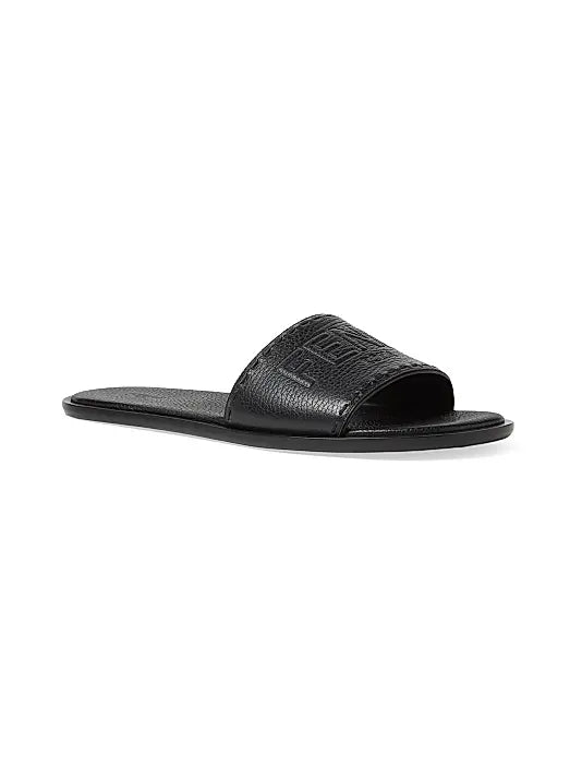 Logo-Embossed Leather Slide Sandals