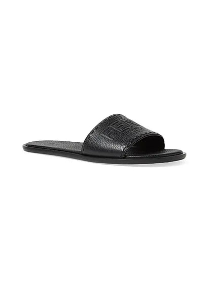 Logo-Embossed Leather Slide Sandals
