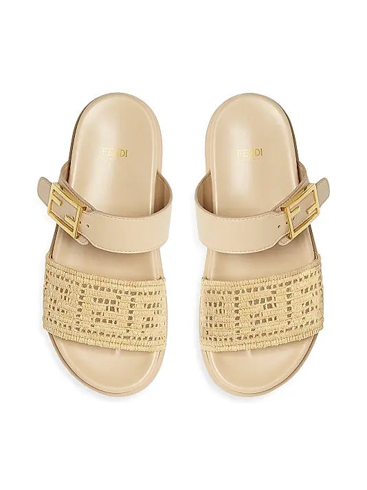 Fendi Feel Woven Double Strap Slides