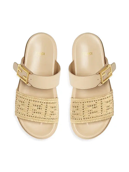 Fendi Feel Woven Double Strap Slides