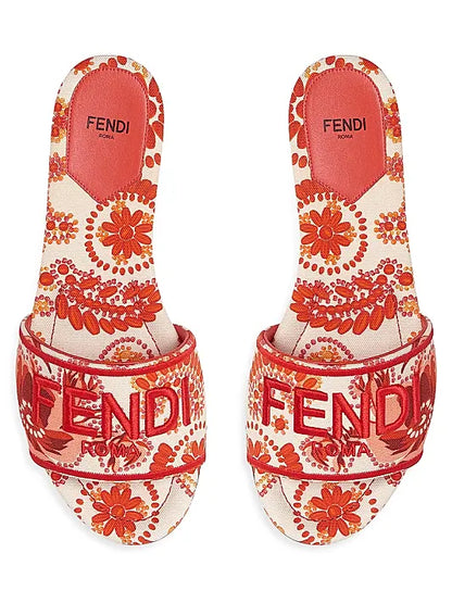 Sunshine Logo Brocade Flat Slides