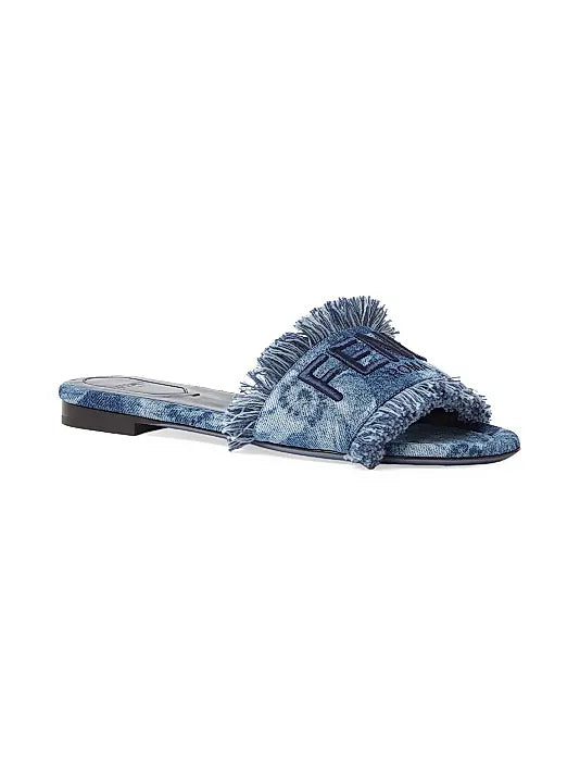 Sunshine Logo Denim Flat Sandals