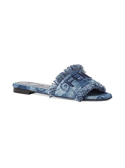 Sunshine Logo Denim Flat Sandals