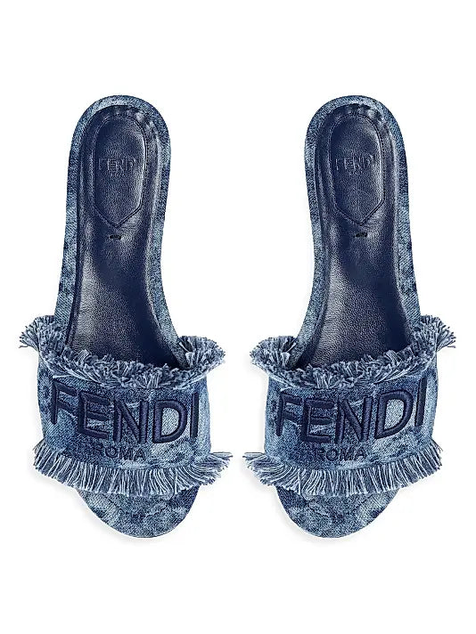 Sunshine Logo Denim Flat Sandals