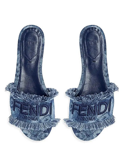 Sunshine Logo Denim Flat Sandals