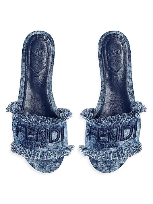 Sunshine Logo Denim Flat Sandals