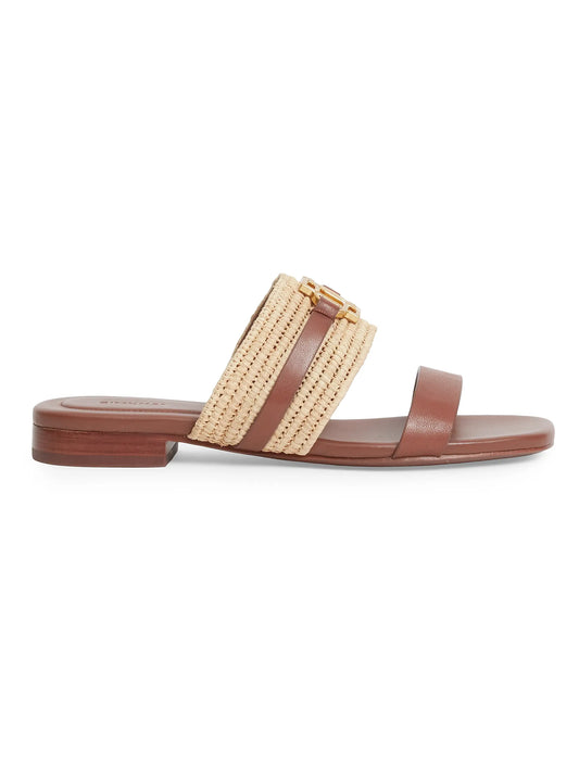 Roan Raffia & Leather Flat Sandals