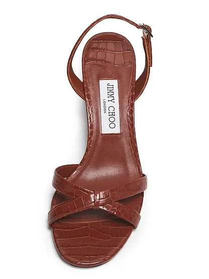Elsy 65MM Embossed Leather Sandals