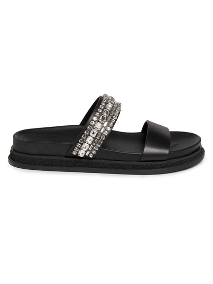 Jadi Crystal-Embellished Vacchetta Leather Slides