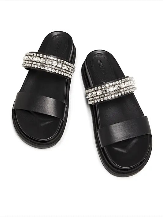 Jadi Crystal-Embellished Vacchetta Leather Slides