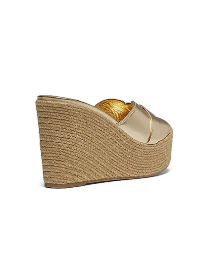 Leda 100MM Metallic Leather Wedge Sandals