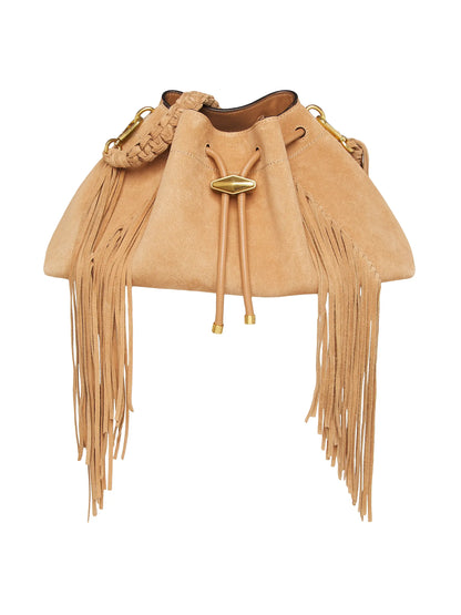 Bon Bon Fringe-Trim Suede Shoulder Bag