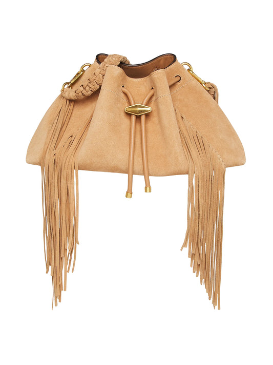 Bon Bon Fringe-Trim Suede Shoulder Bag