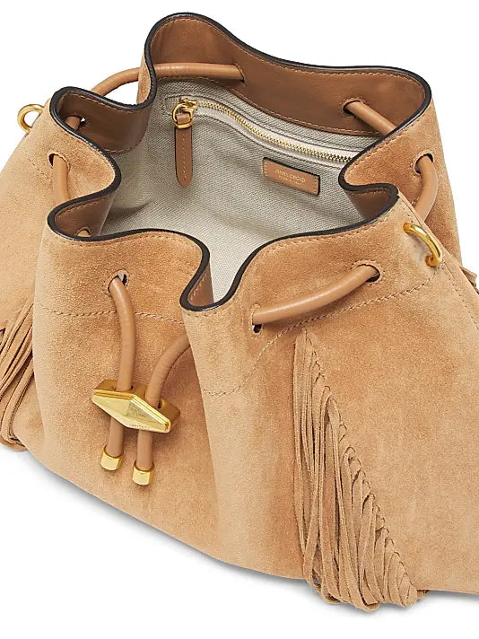Bon Bon Fringe-Trim Suede Shoulder Bag