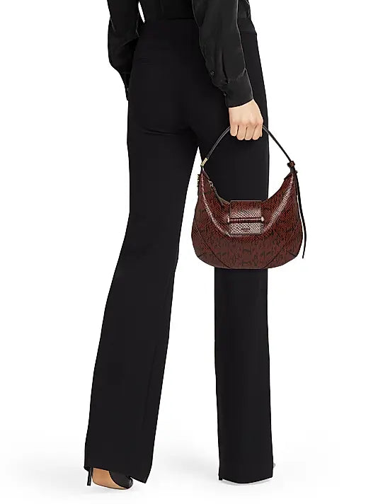 Bar Snake-Embossed Leather Hobo Bag