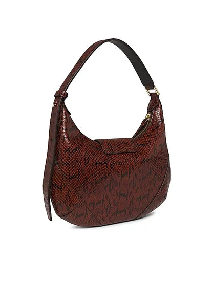 Bar Snake-Embossed Leather Hobo Bag