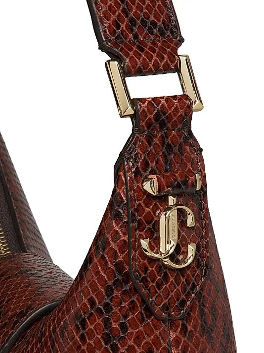 Bar Snake-Embossed Leather Hobo Bag