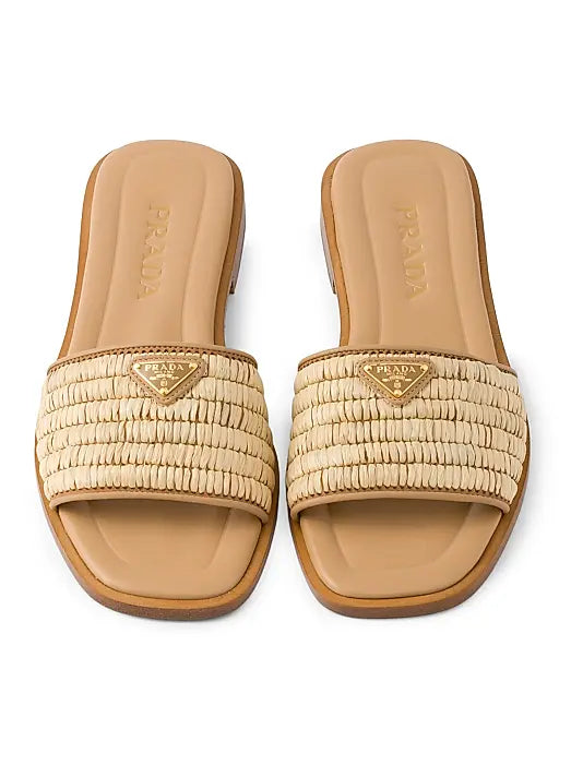 Leather Slides with Crochet Details