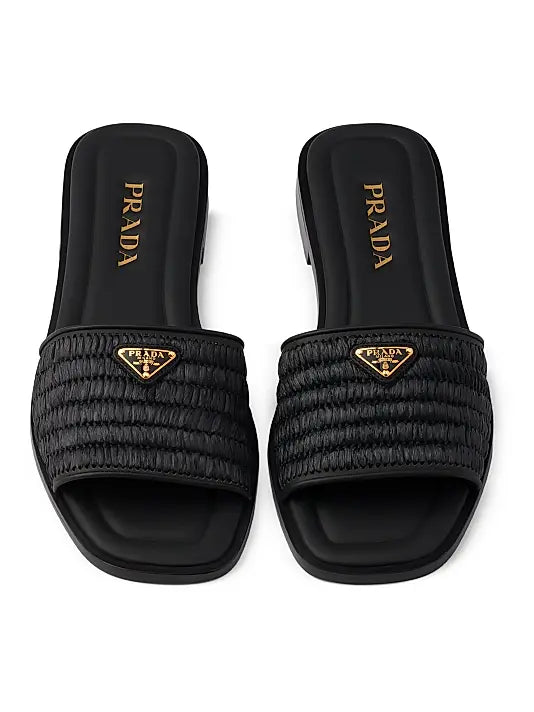 Leather Slides with Crochet Details