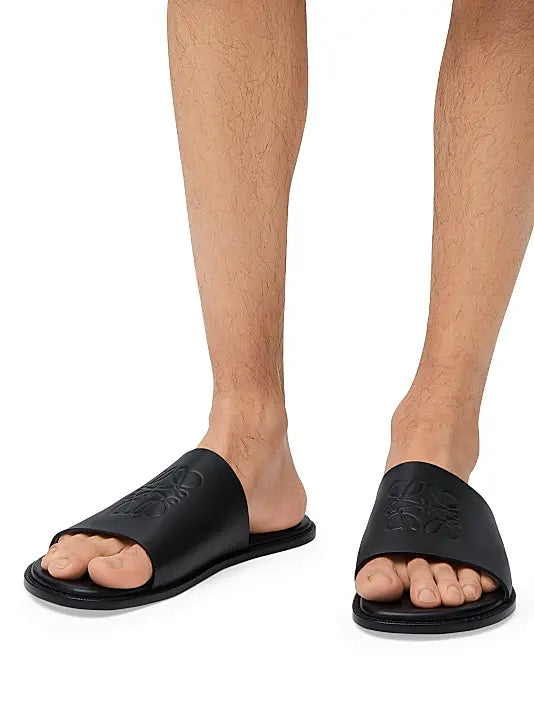 LOEWE x Paula's Ibiza Flex Anagram Leather Slide Sandals