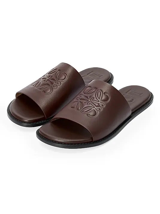 LOEWE x Paula's Ibiza Flex Anagram Leather Slide Sandals