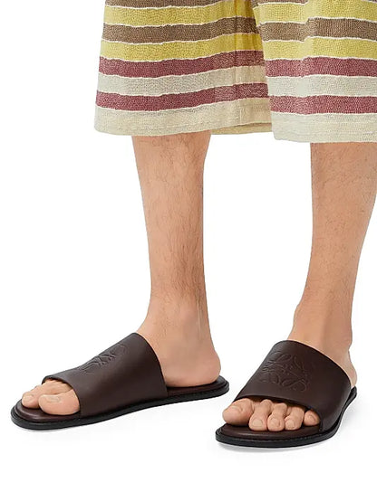 LOEWE x Paula's Ibiza Flex Anagram Leather Slide Sandals