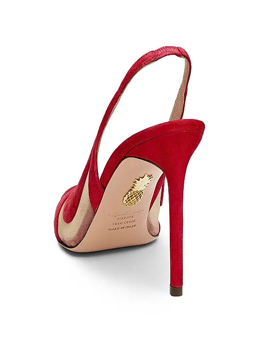 Lune 85MM Suede & Mesh Slingback Pumps