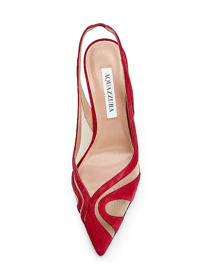 Lune 85MM Suede & Mesh Slingback Pumps