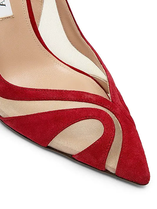 Lune 85MM Suede & Mesh Slingback Pumps