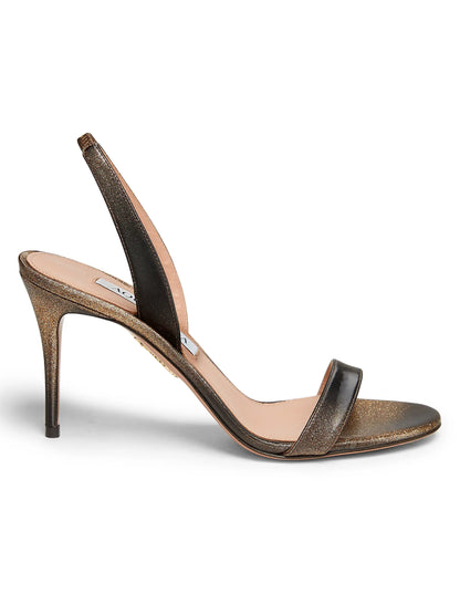 So Nude 85MM Metallic Leather Slingback Sandals