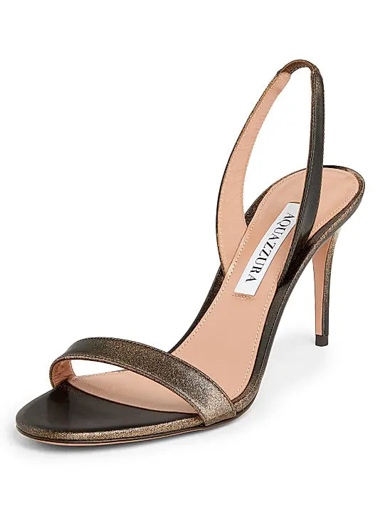 So Nude 85MM Metallic Leather Slingback Sandals