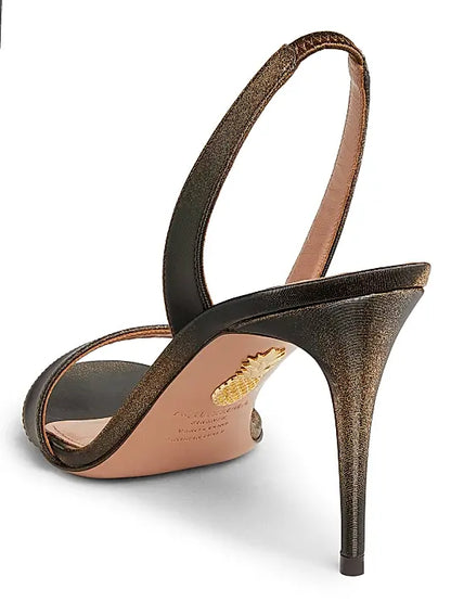 So Nude 85MM Metallic Leather Slingback Sandals