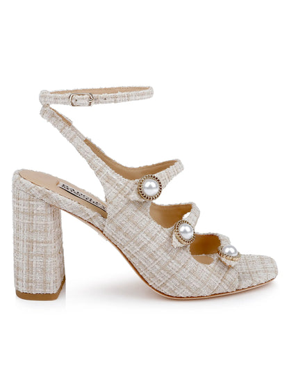 Vella 85MM Tweed Block-Heel Sandals