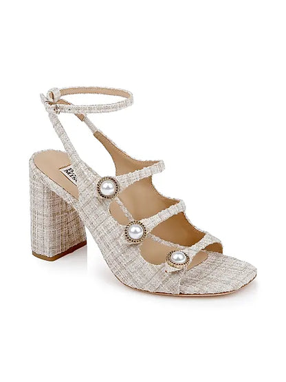 Vella 85MM Tweed Block-Heel Sandals