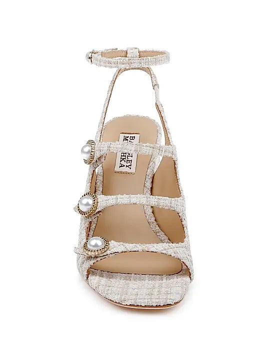 Vella 85MM Tweed Block-Heel Sandals
