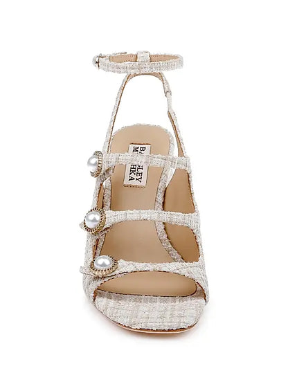 Vella 85MM Tweed Block-Heel Sandals