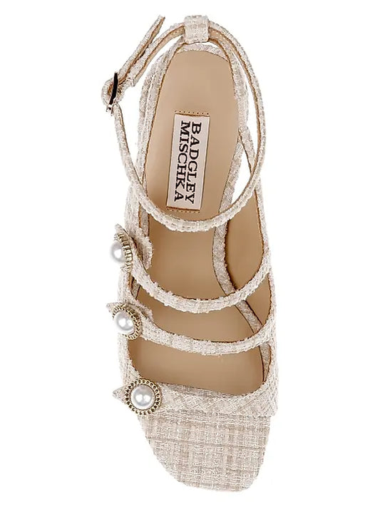 Vella 85MM Tweed Block-Heel Sandals